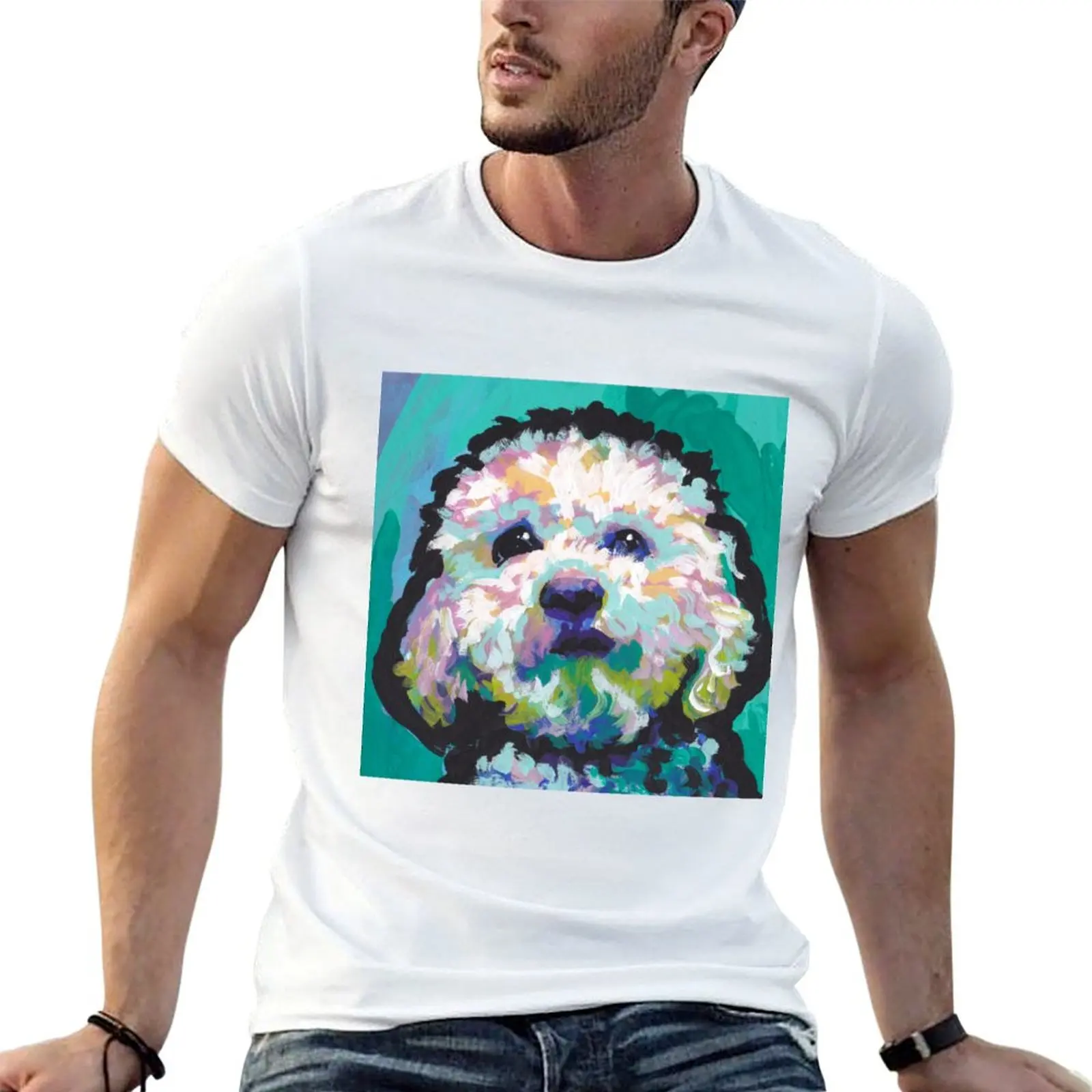 Camiseta con estampado de perro Poodle Maltipoo, camisetas coloridas y brillantes con diseño de perro, camisetas para hombre, camiseta gráfica de algodón suave para hombre