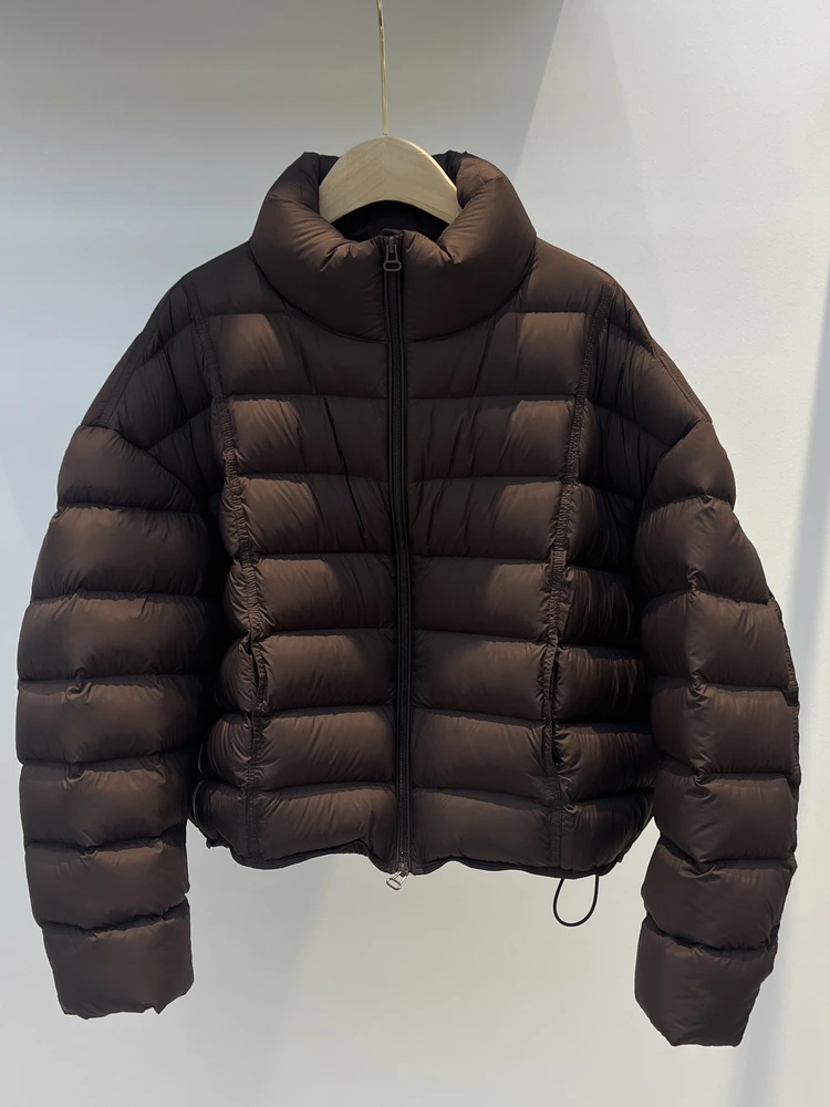 Women's ort Puffer Jaet Stand Collar Bread Sle Thiened White Du down Loose Outerwear Winter New Arrival Street Sle