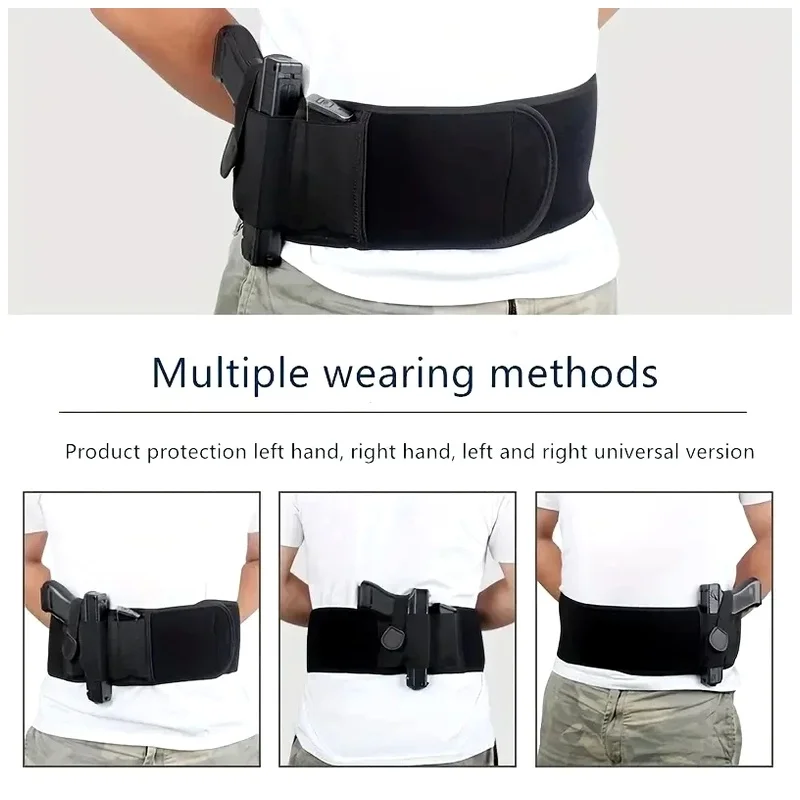 Tactical Gun Holster Waist Band Belt Concealed Carry Phone Bag Portable Hidden Belly Defense Use for Outdoor Hunting Fitness
