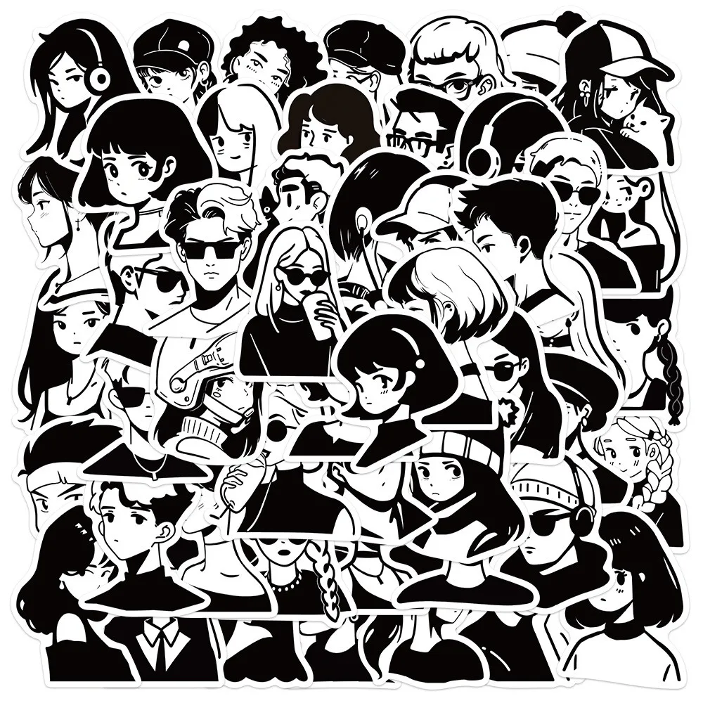 50-Piece Minimalist Simple Character Stickers - Waterproof DIY Decor for Luggage, Journals, Phone Cases Giajar Sticker Store