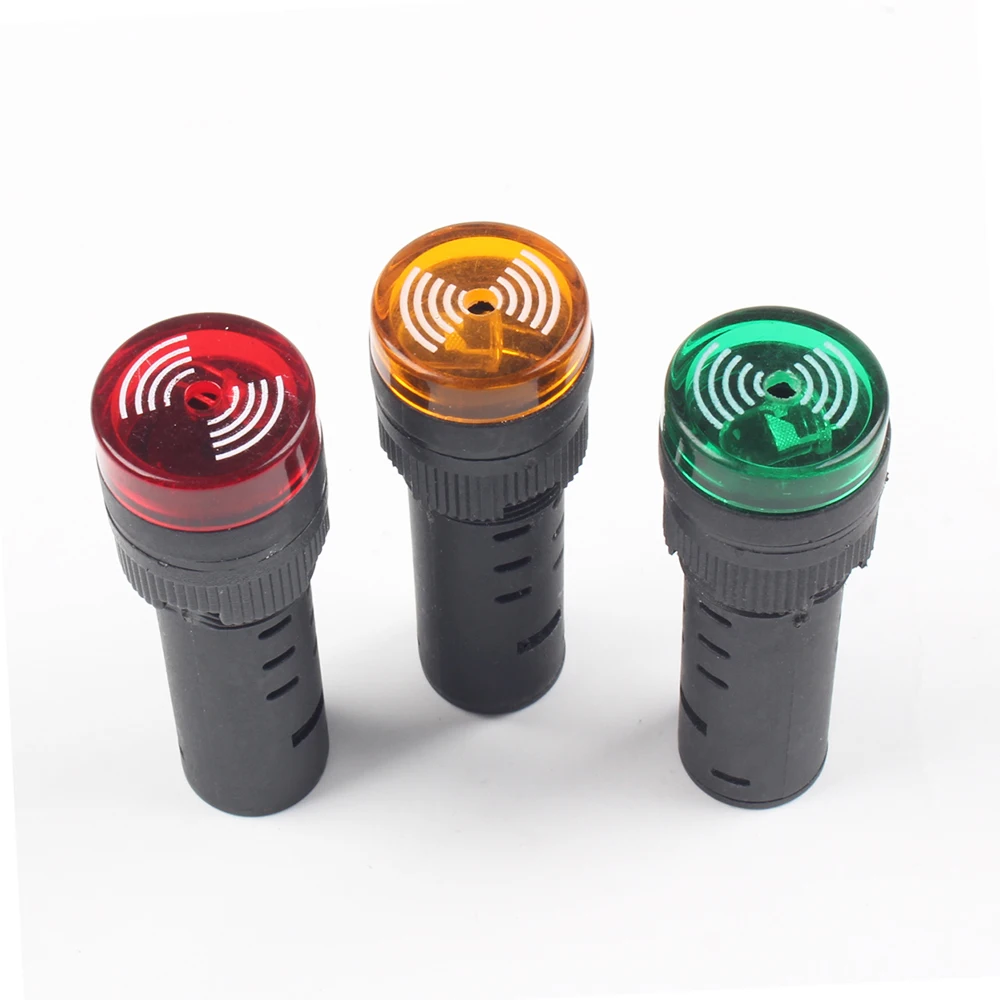 カラフルな AD16-16SM 12V 24V 110V 220V 16 ミリメートルフラッシュ信号光赤色 LED アクティブブザービープアラームインジケータ赤緑黄