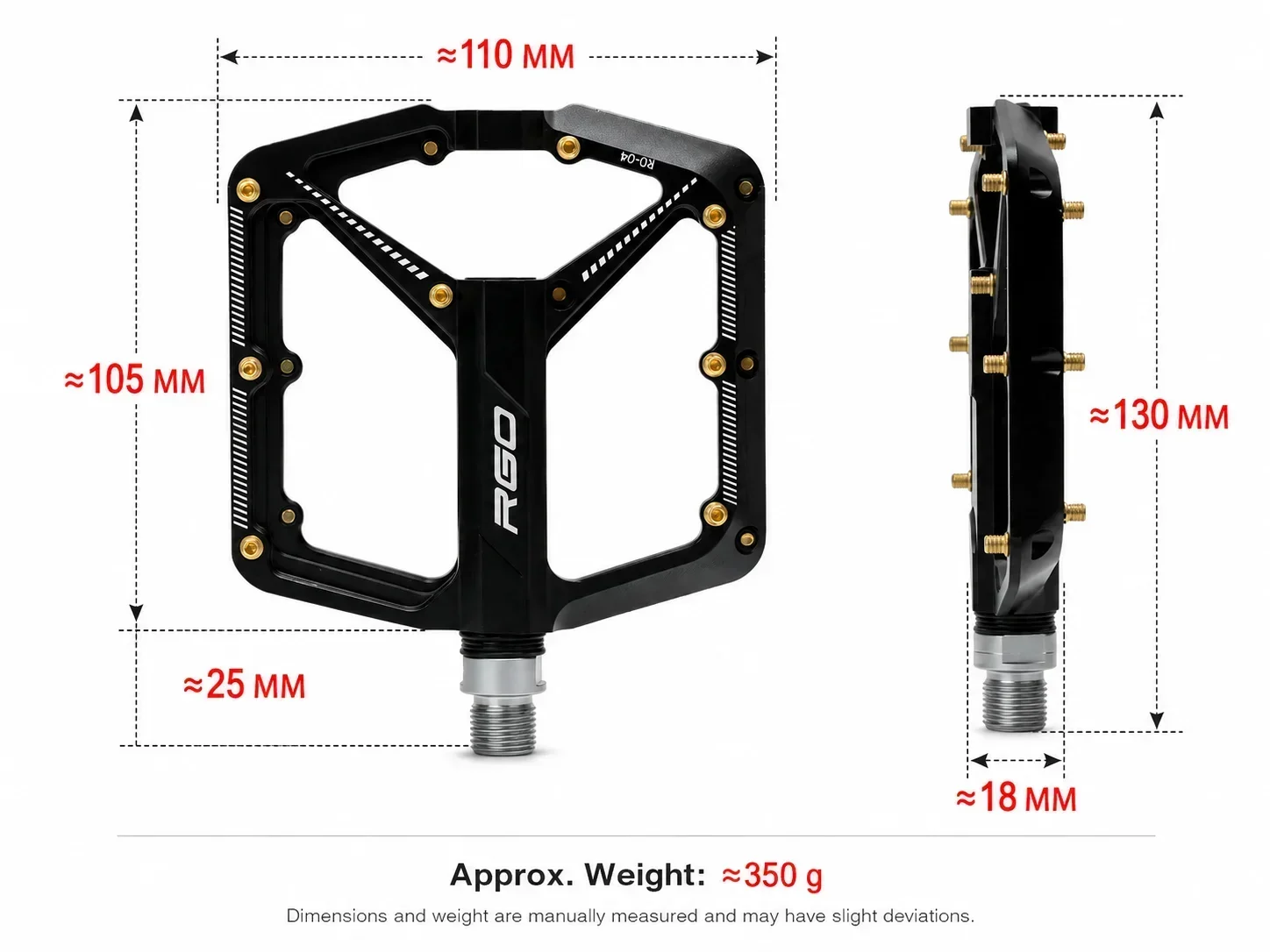 RGO PD04 Fahrradpedale CNC Aluminiumlegierung Radsportpedale für Mountainbikes und Rennräder 3-teilig mit Gleitlager und Schmierung – Detail 3