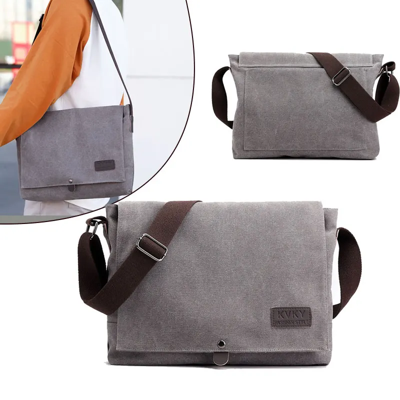 Fashion Solid vintage Canvas Messenger Satchel Bags Buckle Casual Portable Shoulder Bag Korean Trend Simple Pack For Men 2023