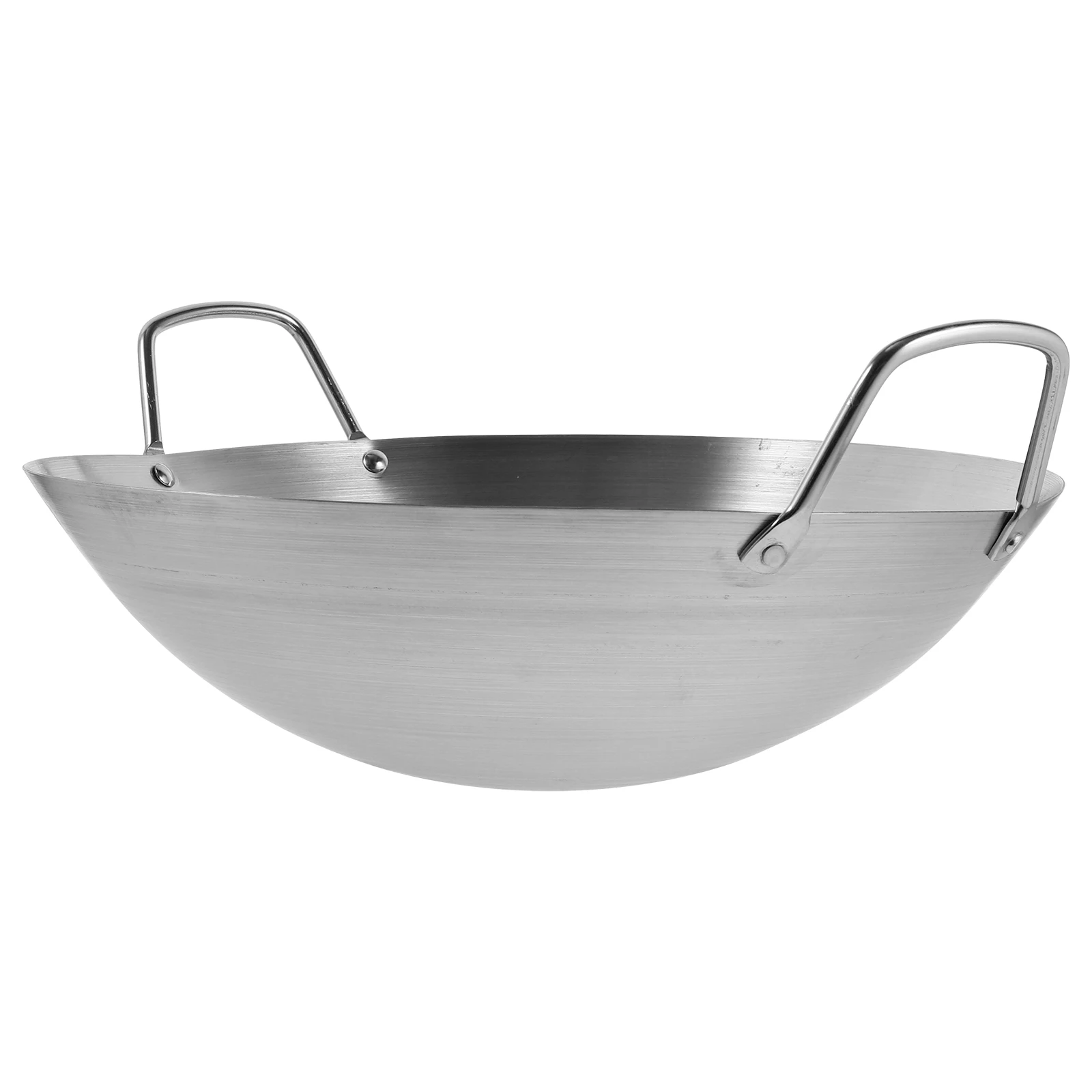 

Stainless Steel Wok 30cm Double Handle Nonstick Pan Fry BBQ Easy Clean Cooking Wok Gas Stove Kitchen Utensil