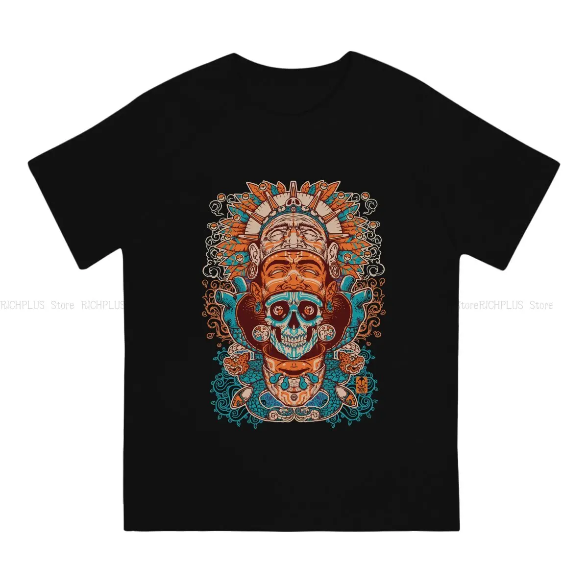 Mexico Skull Creative TShirt for Men 3 Sided Mask Round Neck T Shirt Distinctive Birthday Gifts Tops