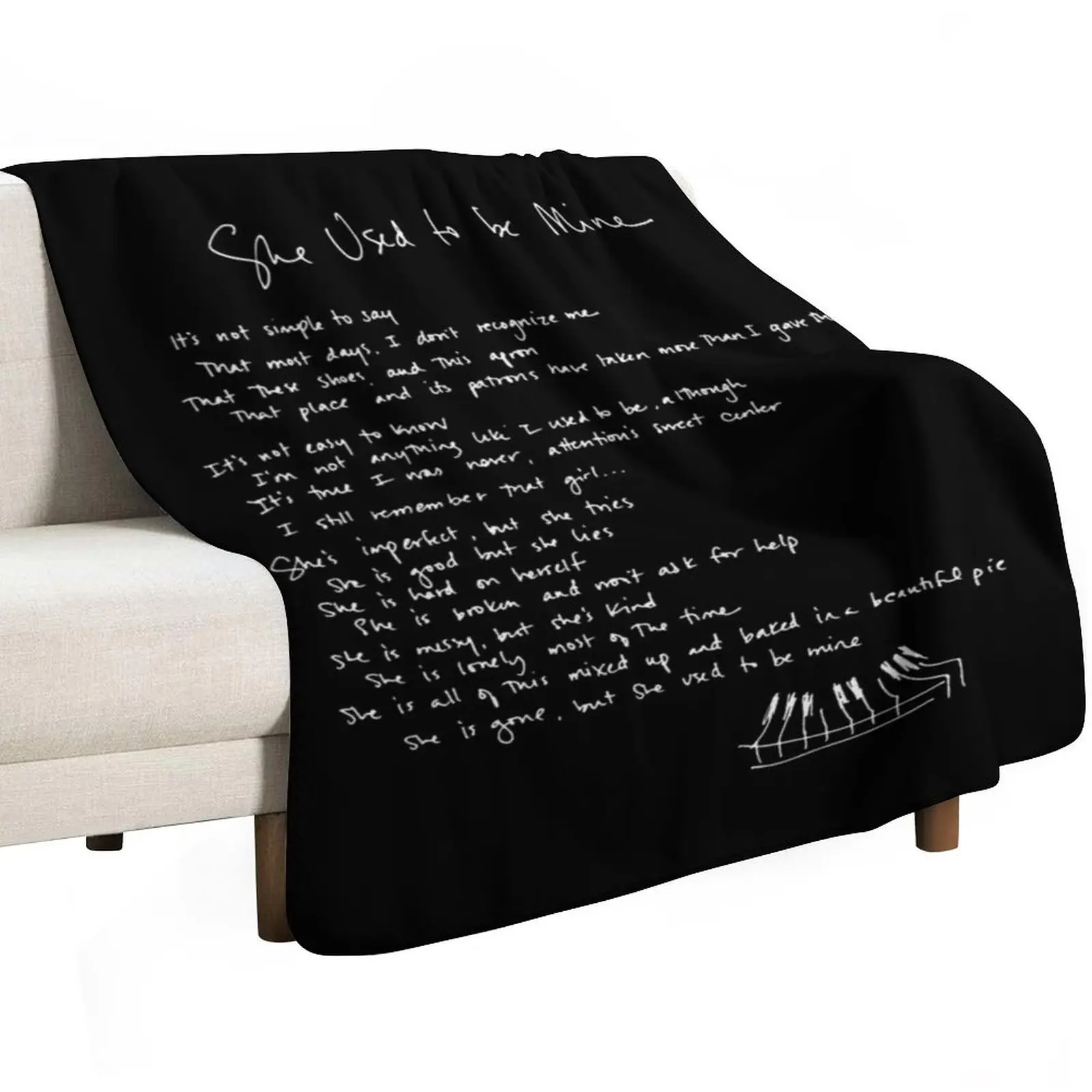 She Used To Be Mine - Sara Bareilles - Handwritten Lyrics- Waitress the Musical - Broadway, West End Throw Blanket