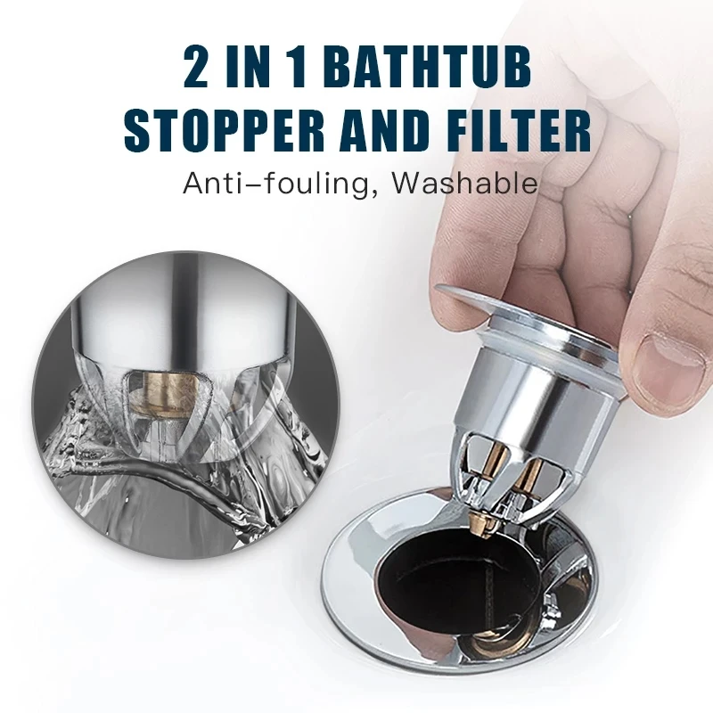 Pop-Up Drain Filter Plug - Press Bounce Basin Bath Shower Sink Hair Extension Kitchen Bathroom Hardware Accessory