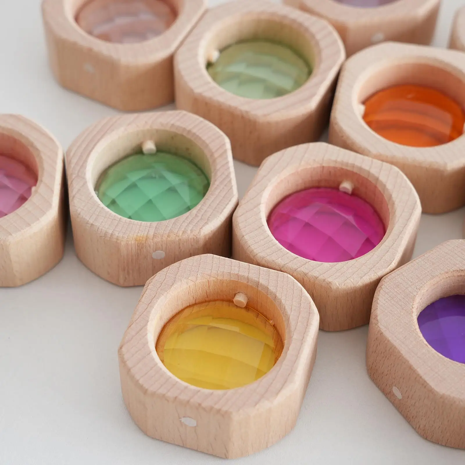 20Pcs Wooden Blocks Stacking Toys Fine Motor Skills Hand Eye Coordination Colorful Acrylic Blocks for Children Kids Holiday Gift