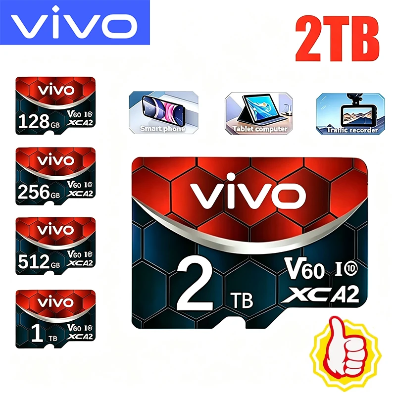 VIVO High Speed Expansion Mobile Phone Memory Card 2TB TF Card 1TB Mini SD Card 512GB TF SD Card 256GB For Camera