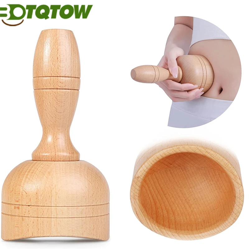 Massaggiatore in legno con tazza svedese in legno portatile Strumento per massaggio terapeutico in legno Strumenti per scolpire il corpo per il drenaggio linfatico, anticellulite