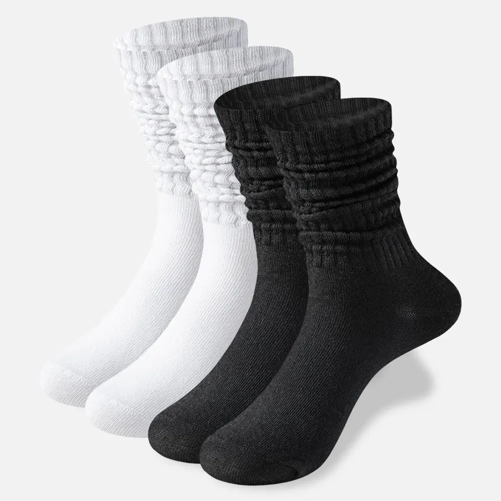 2 Pairs Of Scrunch Socks Women s Solid Color Fashionable Bubble Socks Comfortable And Breathable And Knee High Casual Stockings