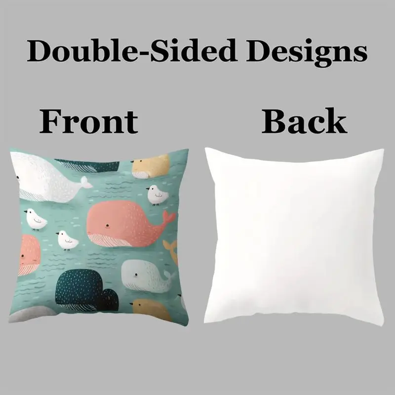 4 Piece Pillowcase Set Cute Animal Nursery Decor Throw Covers Baby Bedding Ocean Whales Cats Sloth Toucan Prints