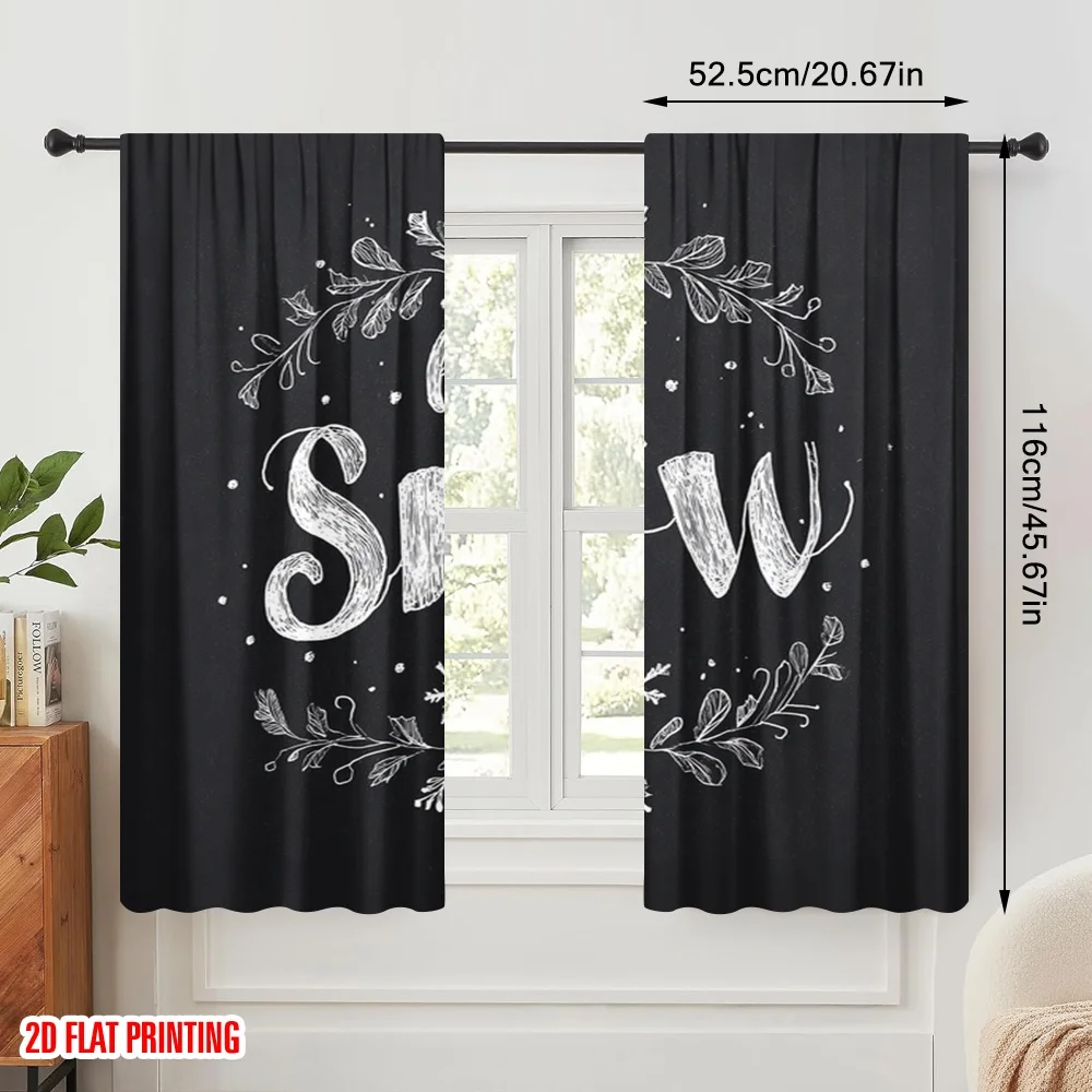 2pcs,2D plane printing Contemporary Curtains Christmas Gnome Polyester Fabric (without rod) Outdoor Decorations for Bedroom,