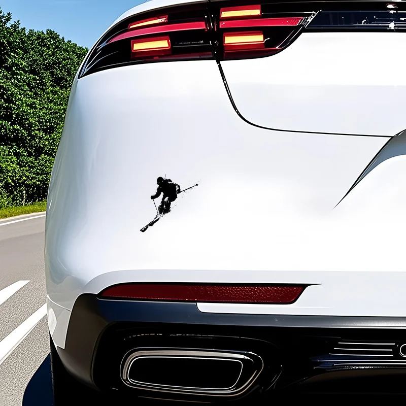 

1PC car pattern sticker, just pattern sticker, skier pattern, 2D flat pattern sticker, suitable for the back of the car, motorc