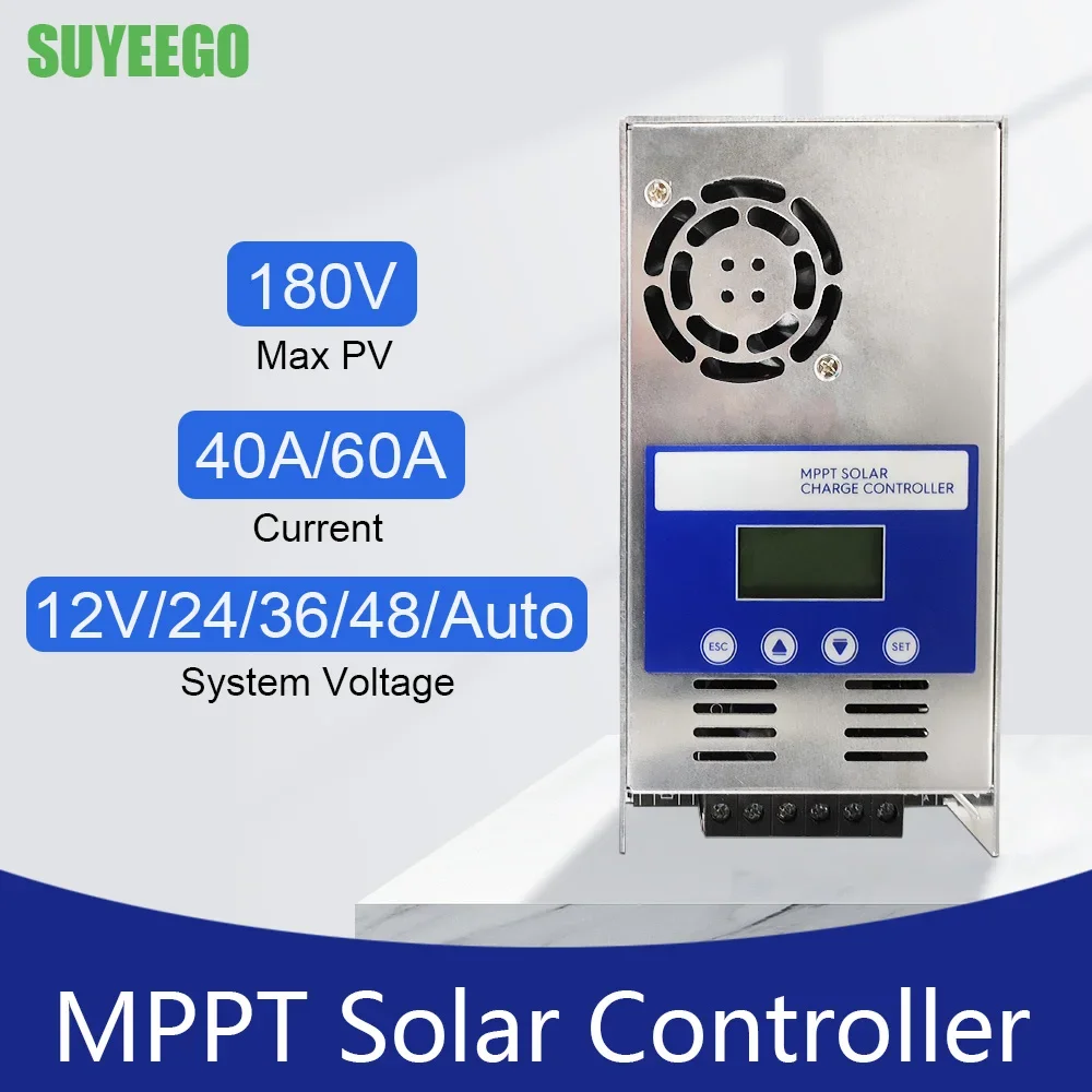 

MPPT 40A 60A Solar Charge Controller Solar Panel Regulator 12V 24V 36V 48V Auto Max PV 180VDC for Lead Acid Lithium Battery