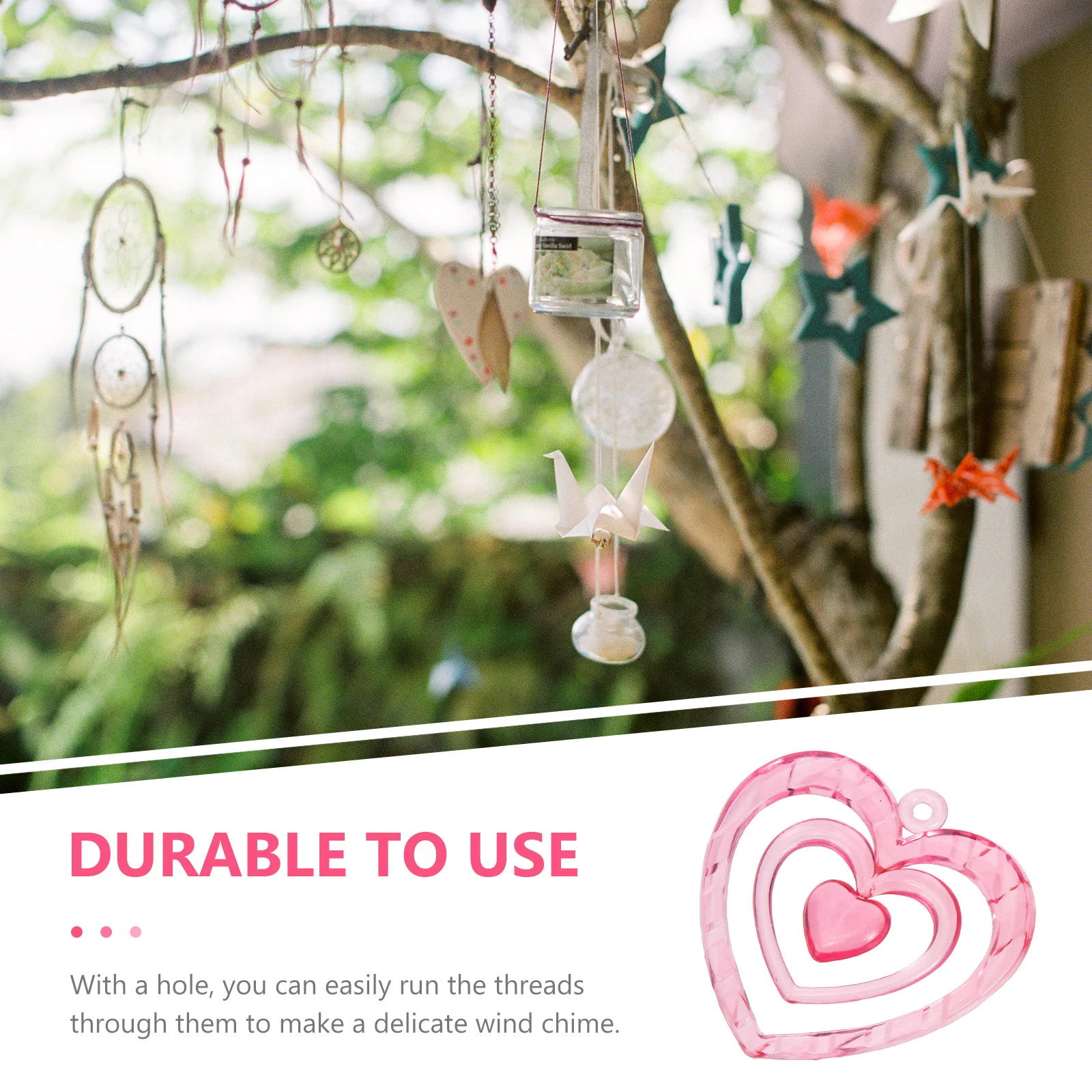 

20Pcs Wind Chime Hanging Ornaments Heart Shaped DIY Pendants for Craft Making Decorative Wind Bell Supplies Handicraft