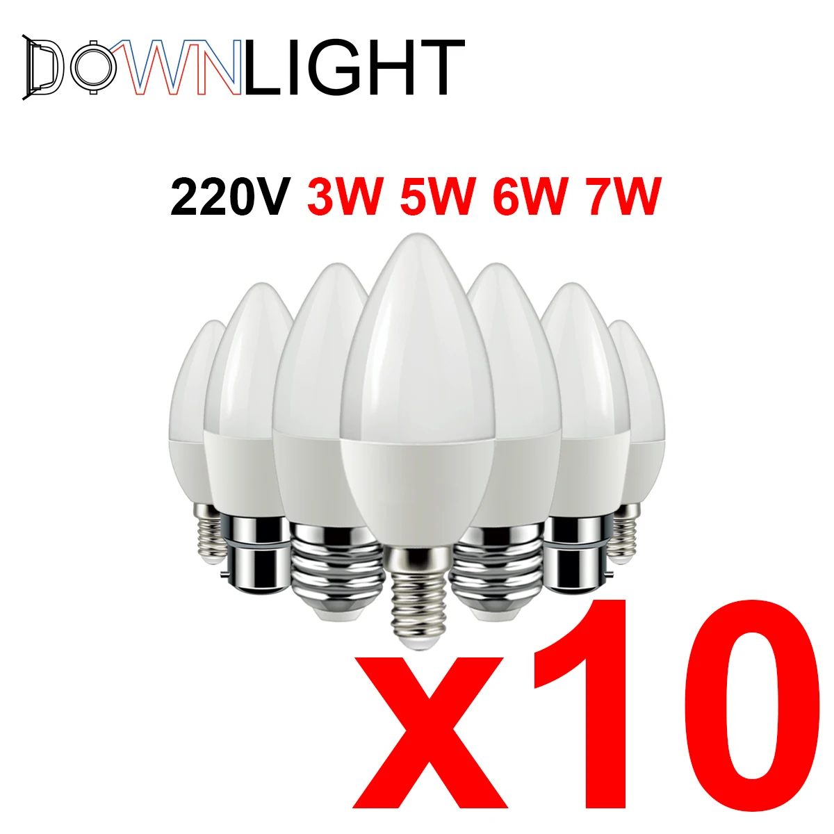 

10 Piece Led Candle Bulb C37 3w -7w Warm White Cold White Day Light B22 E14 E27 220v Suitable for chandelier crystal lamp kitche