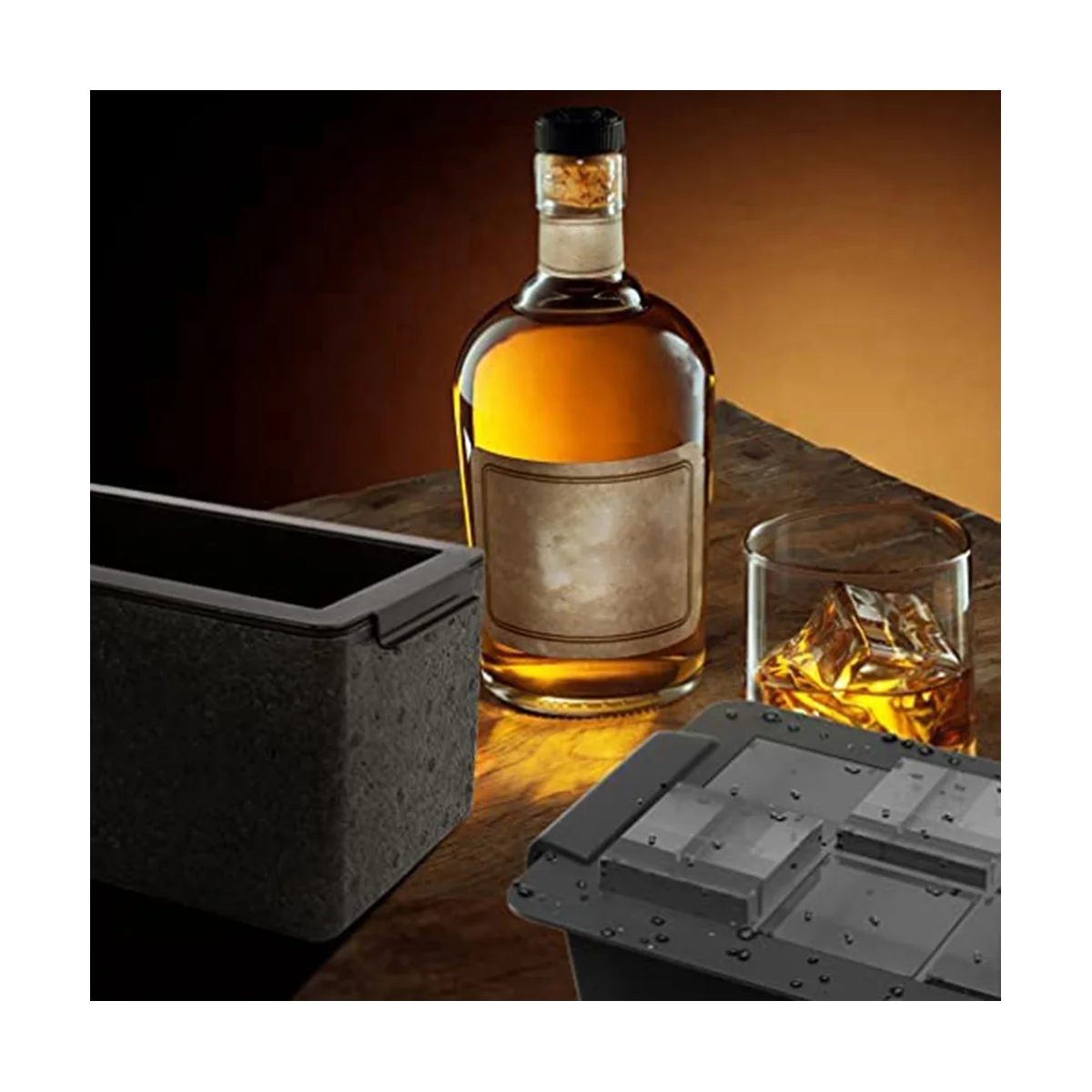 Macchina per il ghiaccio trasparente, vassoio quadrato per il ghiaccio trasparente crea 8 grandi quadrati di ghiaccio quadrati, creatore di quadrati di ghiaccio cristallino per cocktail