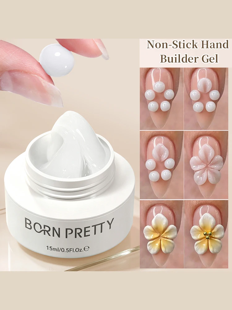 BORN PRETTY 15ml 5D Modelliergel, nicht klebend, Handmodelliergel, DIY Nagel-Schnitzgel für Schleifen, Blumen, geometrische Formen, Nageldesign