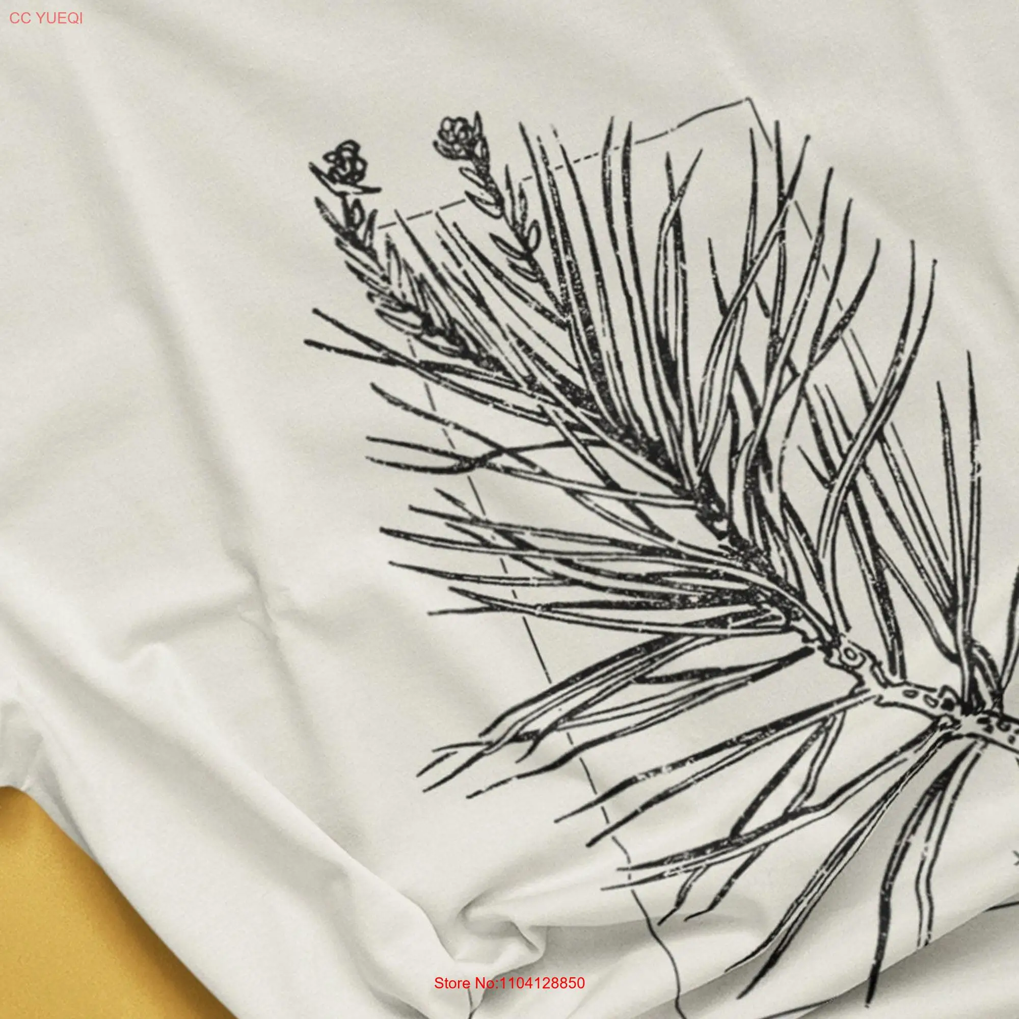 Pine Blockprint T shirt Plant Decor Drawing Flower ArT Botanical Artwork Outdoor Adventure Needle Cones