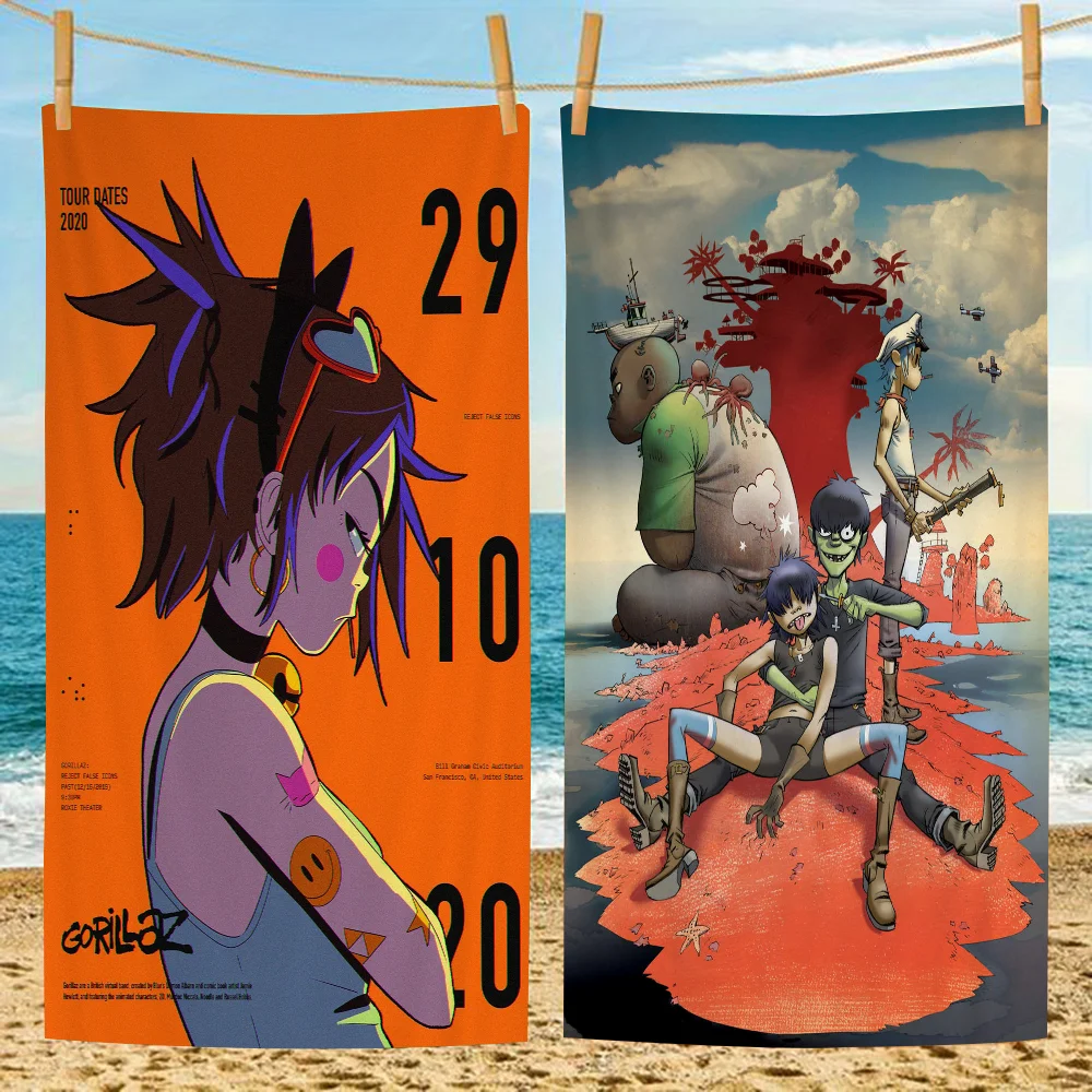 

Gorillaz Retro Poster Microfiber Printed Beach Towel Mountain Climbing Yoga Beach Swimming Running Absorbent Soft Towel