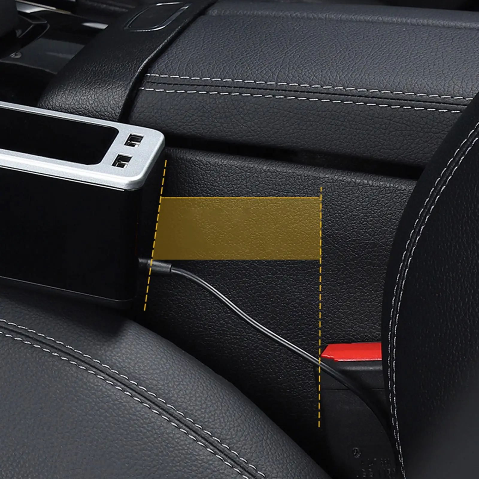 

Car Seat Gap Organiser Dual USB Hole Durable PVC Cushion Fit for Phones