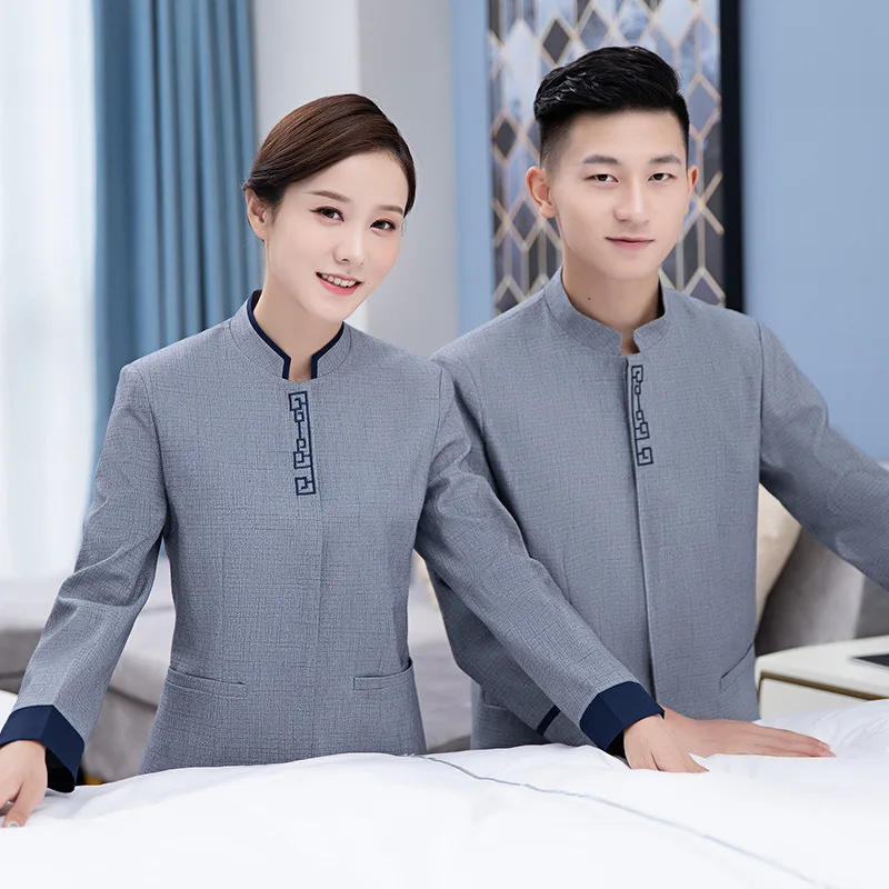 Uniform roboczy do czyszczenia w centrum handlowym, hotelu, dla babci, na jesień i zimę, dla sprzątaczki szkolnej, społecznościowej, nieruchomości, damski, z długim rękawem.