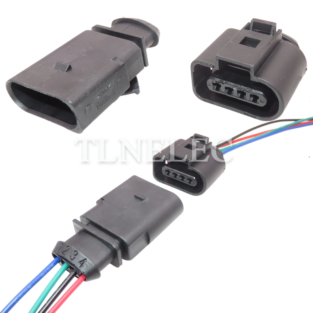 4 Pin Way รถออกซิเจนเซ็นเซอร์สายเคเบิ้ลตัวเชื่อมต่อ Auto Intake เซนเซอร์วัดความดันซ็อกเก็ตสำหรับ VW Audi 1J0973804 1J0973704 8K0973704