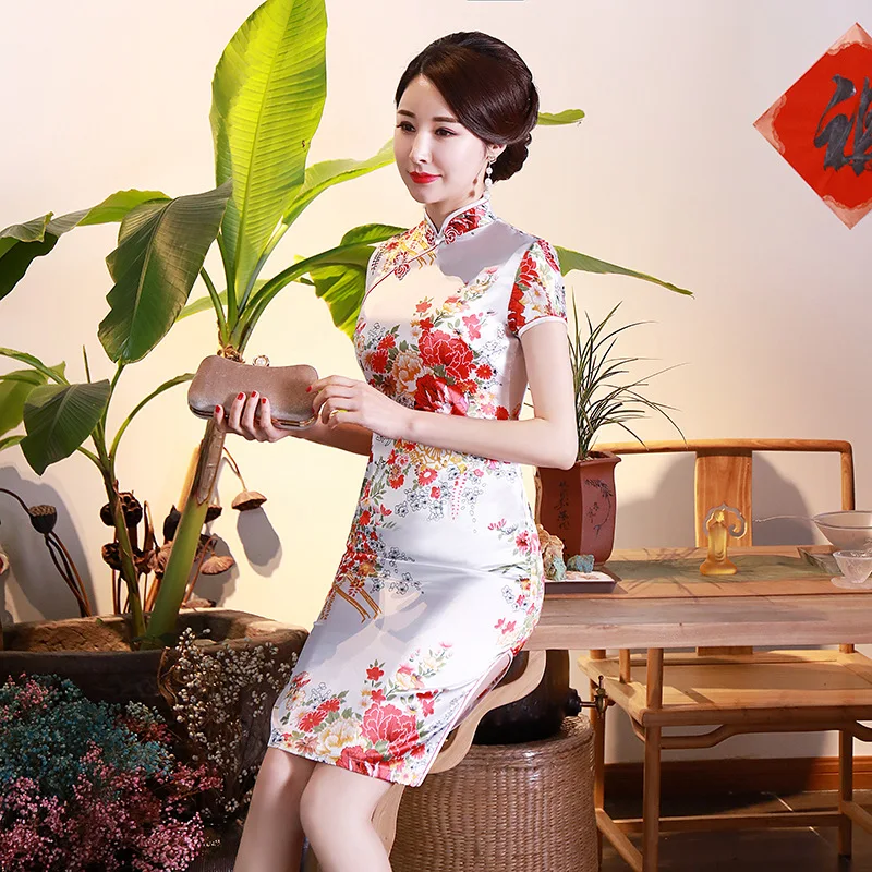 Spring and Summer New Improved Cheongsam Dress Large Size Slim Fit Mom Clothes Daily Banquet Performance