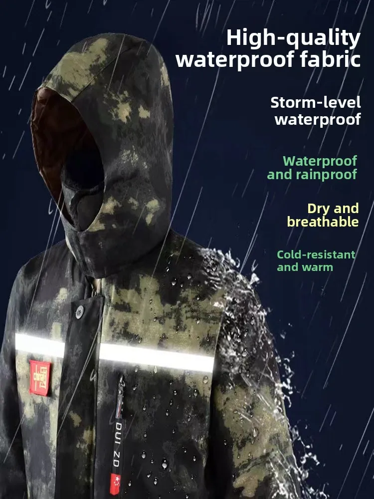 

Thiened камуфляжная рабочая одежда из хлопка Jaet Youth Faion Long Sve теплое зимнее пальто со съемным капюшоном наполнитель из полиэфирного волокна