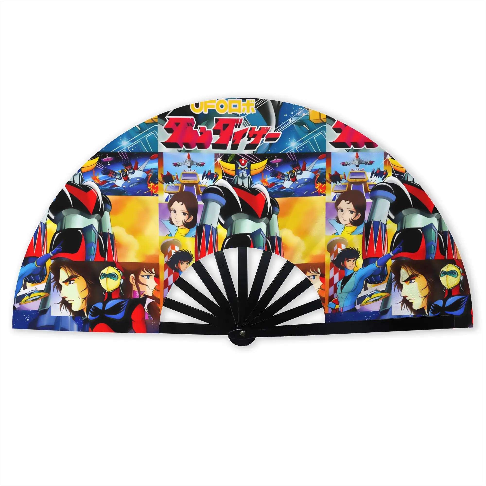 Customized Anime G-Grendizeres Comic Portable Pocket Fan Camping Polyester Folding Fan Chinese Dance Handheld Cooling Fans