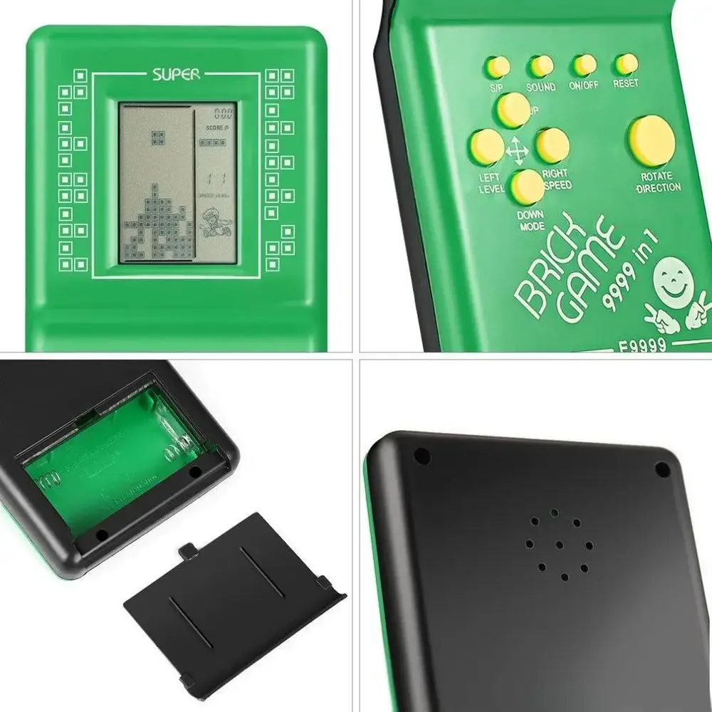 Classic Handheld Game Machine para crianças, Jogo de tijolos, Brinquedo com Music Player