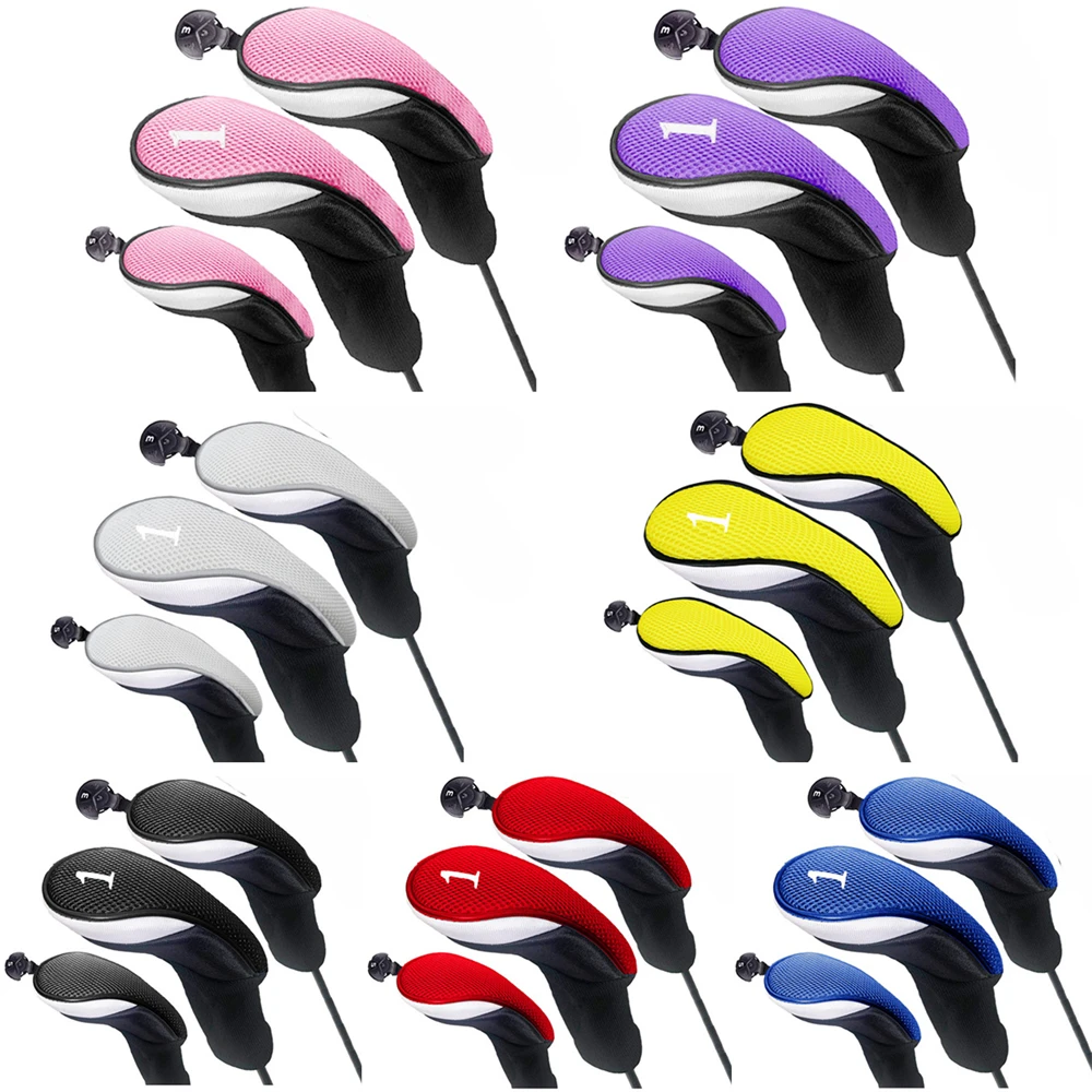 

Nylon Golf Club Head Covers with Tag, Golf Club Head Covers, Number No.3, 4, 5, 7 X, Fairway Hybrid, 3 Pcs Set, THANKSLEE