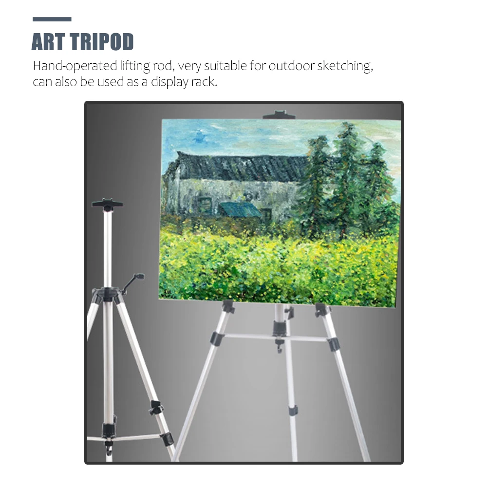 

Adjustable Aluminium Painting Easel Display Tripod Telescopic Art Rack Students Students Painting St St Silver Professional