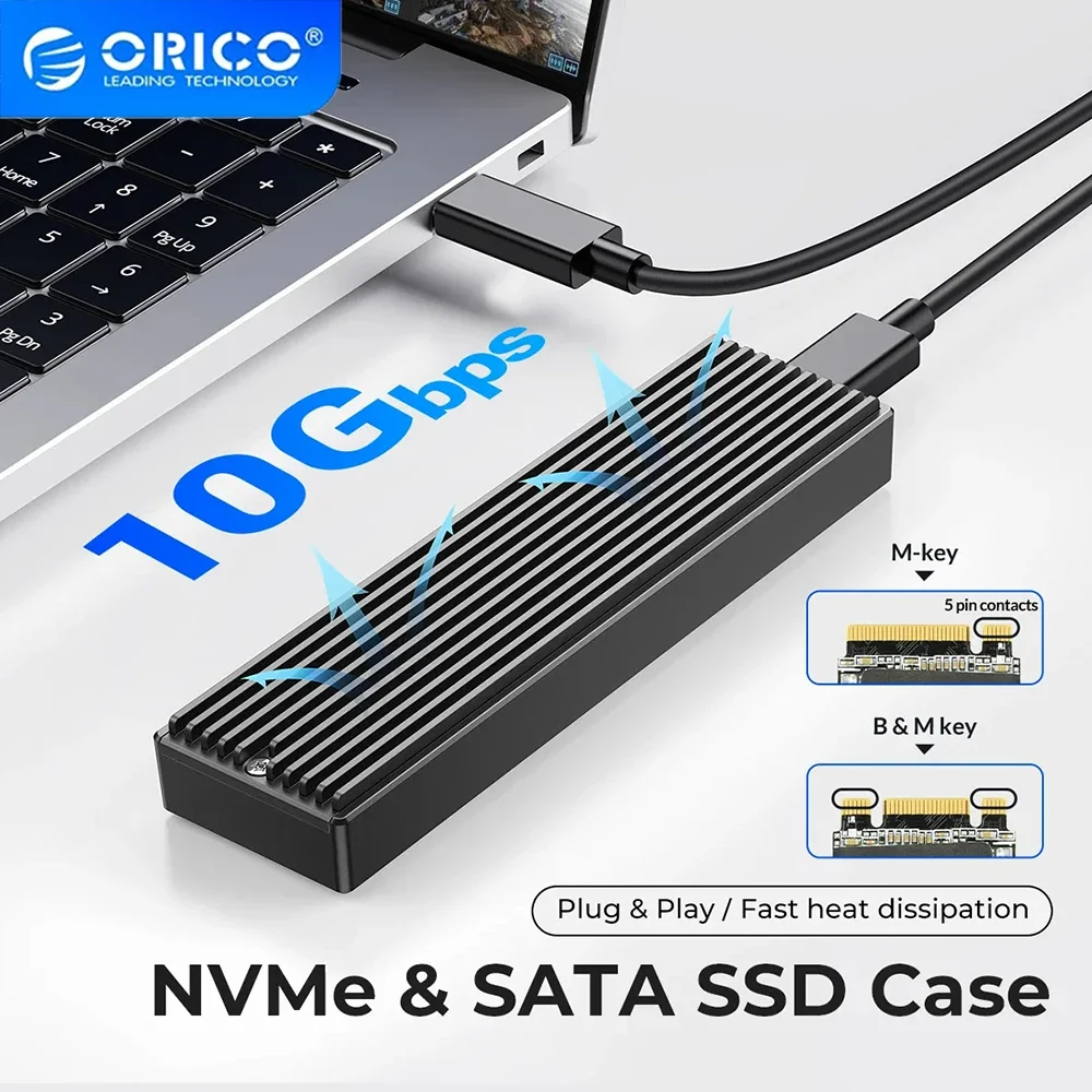 

ORICO M.2 SSD NVMe Case Алюминиевый USB3.2 Gen2 Type C 10 Гбит/с PCIe SSD Case Free M.2 NVME SATA Корпус Дисковая коробка для ПК