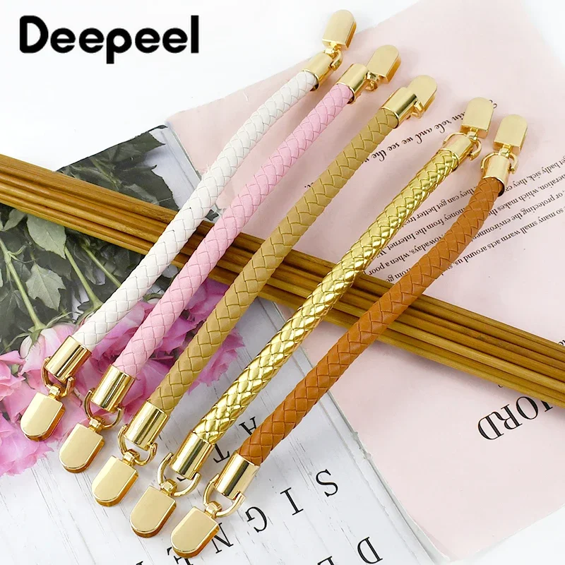 1Pc Deepeel 30/40/60cm PU Leather Braided Woven Handle Rope Women's Handbag Purse Blet Shoulder Straps DIY Bag Accessories