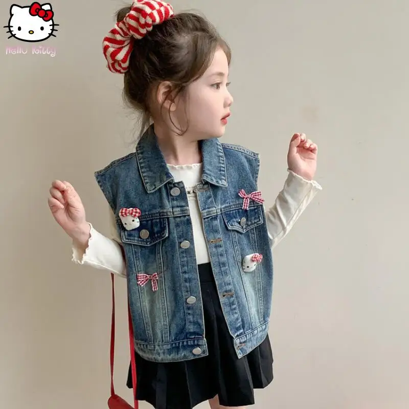 حار Kawaii مرحبا كيتي أنيمي سترة الأطفال الكرتون سترة سترة أنيقة تحمل شعار لعبة البيسبول جديد دافئ ملابس كاجوال مناسبة لخريف فتاة الملابس