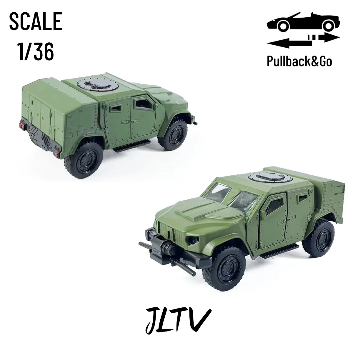 Vehículo táctico de luz conjunta JLTV, escala 1:36, modelo de coche de juguete extraíble, réplica de vehículo fundido a presión de aleación, regalo de Navidad, juguete para chico