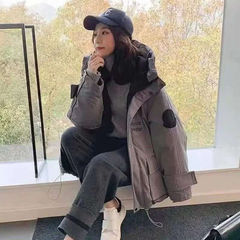 New Korean Version Of Retro Cotton-padded Coat Overalls 2024 Cotton-padded Bread Winter Loose Joker Thickened Cotton-padded Coat