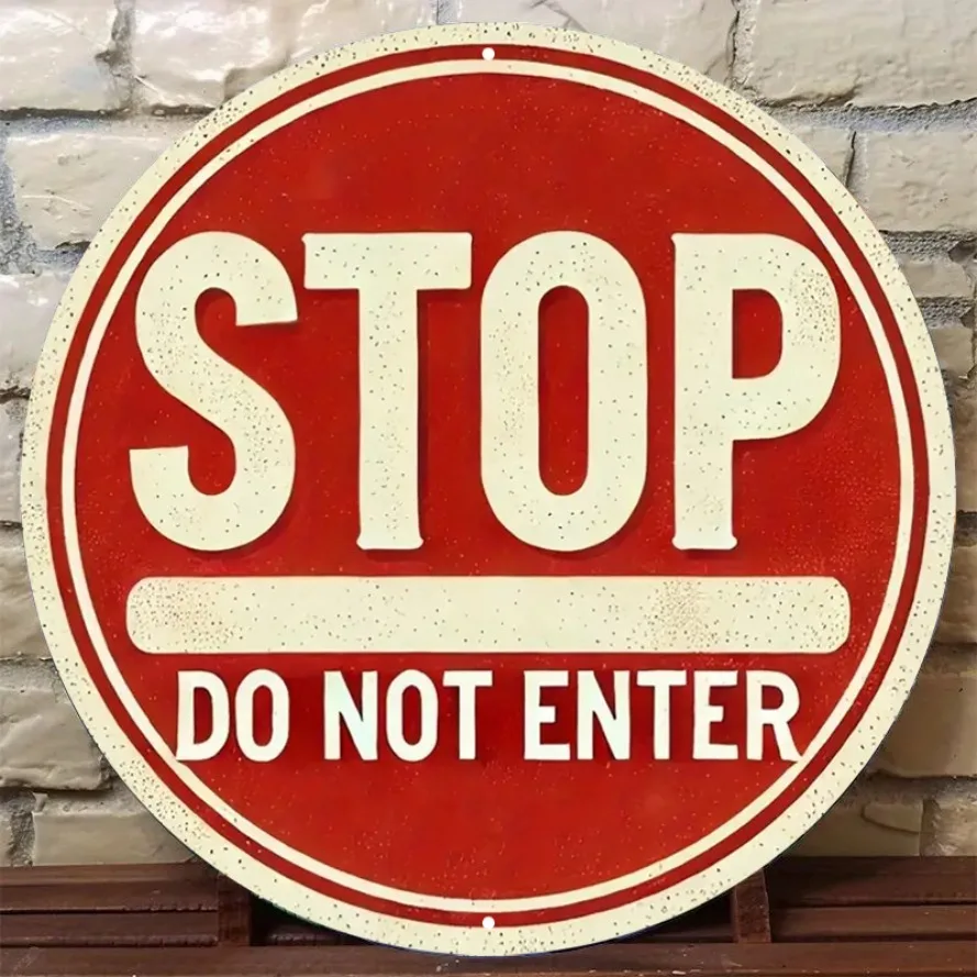 Vintage-Metallschild – Warnung „Stop Do Not Enter“, klassisches rotes Poster, Wandkunst für Bar, Strandhaus, Sicherheit und dekorativ