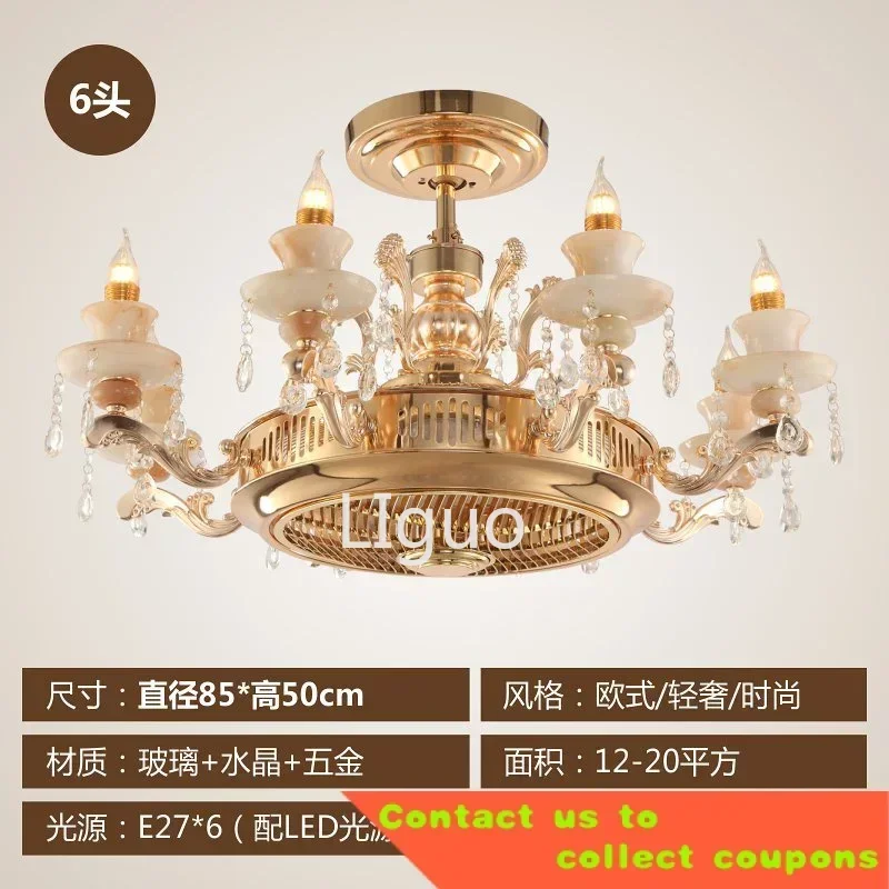 Anion Invisible Fan-Style Ceiling Lamp European Style Living Room Dining Room Chandelier with Electric Fan Simple Moder