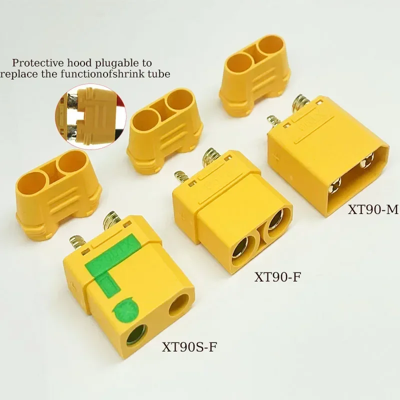 1/2/3/5pcs XT90-M XT90E-F XT90S XT90E  Male/Female Power Sockets Gold-Plated Battery Connectors Connector Sockets (Yellow/Black)