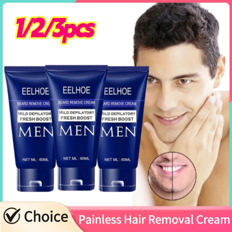 1/2/3pcs Men Beard Hair Removal Cream Painless Chest Armpit Legs Hair Mustache Removal Gentle Hair Remover