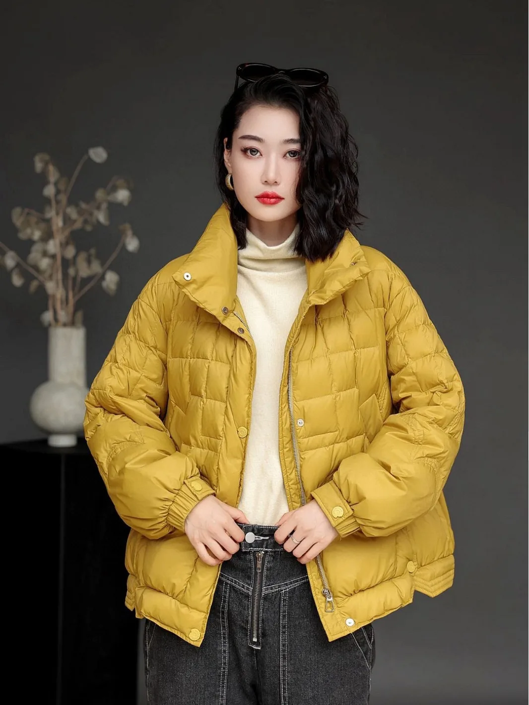 Women Winter Coats Down Jacket 90 White Duck Down Thickened Warm Stand Collar Puffer Jacket Loose Casual Woman's Quilted Jacket