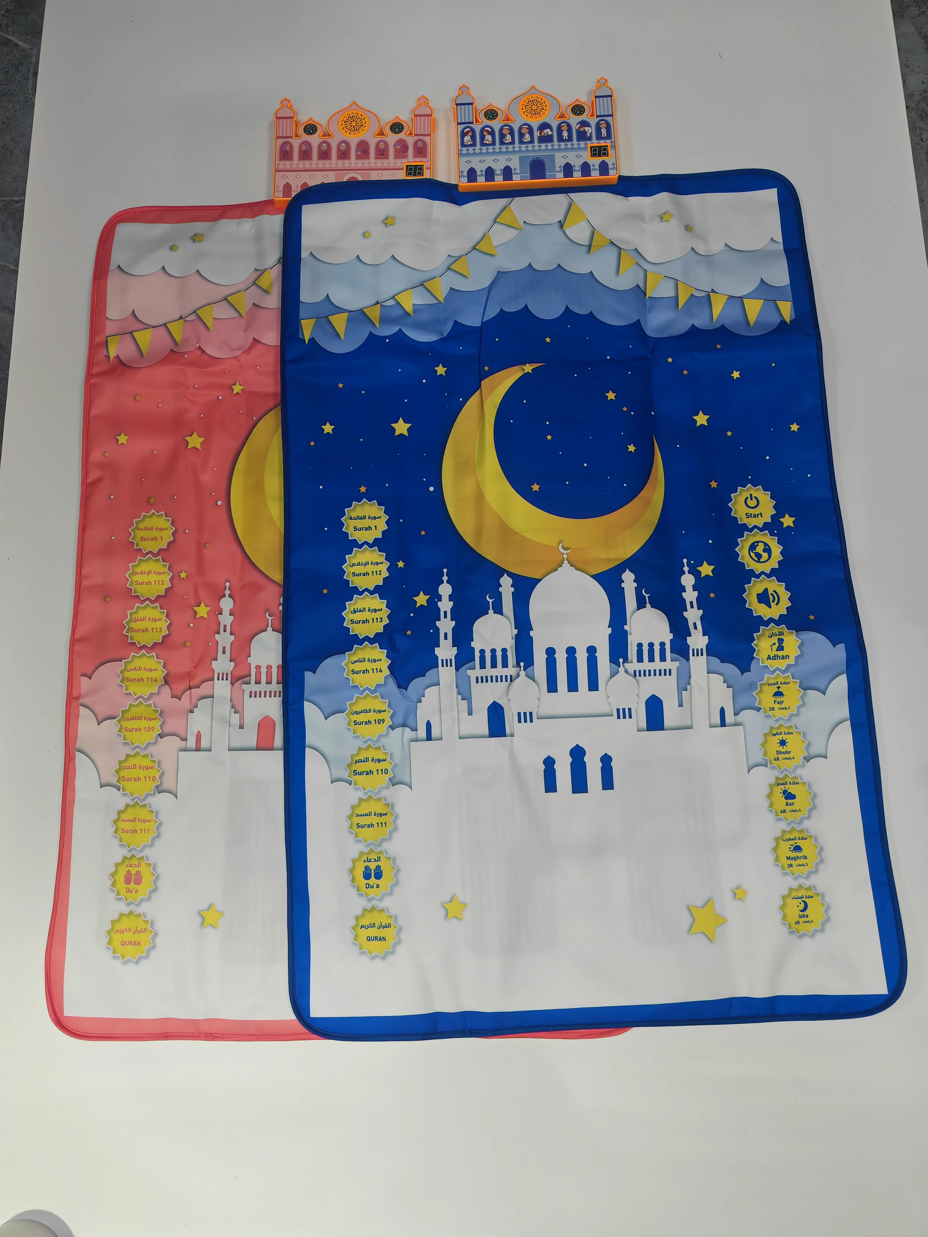 سجادة صلاة تفاعلية إلكترونية ذكية مكونة من 15 لغة فرنسية للأطفال لتعلم ألعاب الأطفال الإسلامية المخصصة