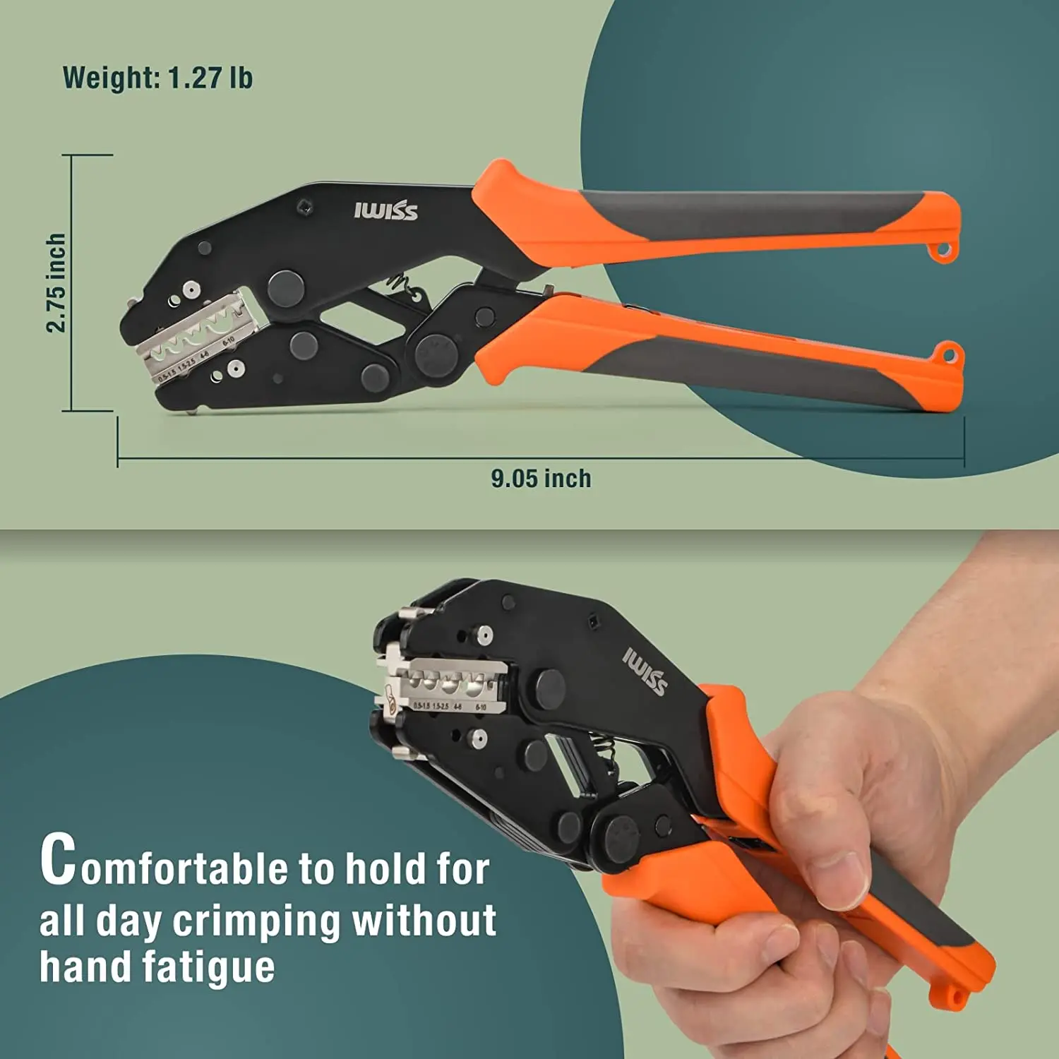 IWISS Rachet Crimping Plier Set,Quick Change Jaws for Open Barrel Terminals/End Sleeves Ferrules Crimper Muilt-Jaws Hand Tools