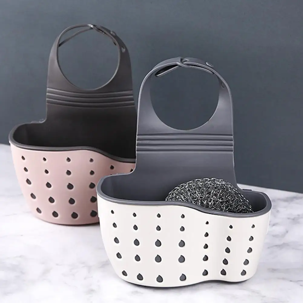 Double-layer Sink Organizer Capacity Double Layer Sink Hanging Basket Quick Drain Holes Faucet Mount Organizer for Sponge Brush