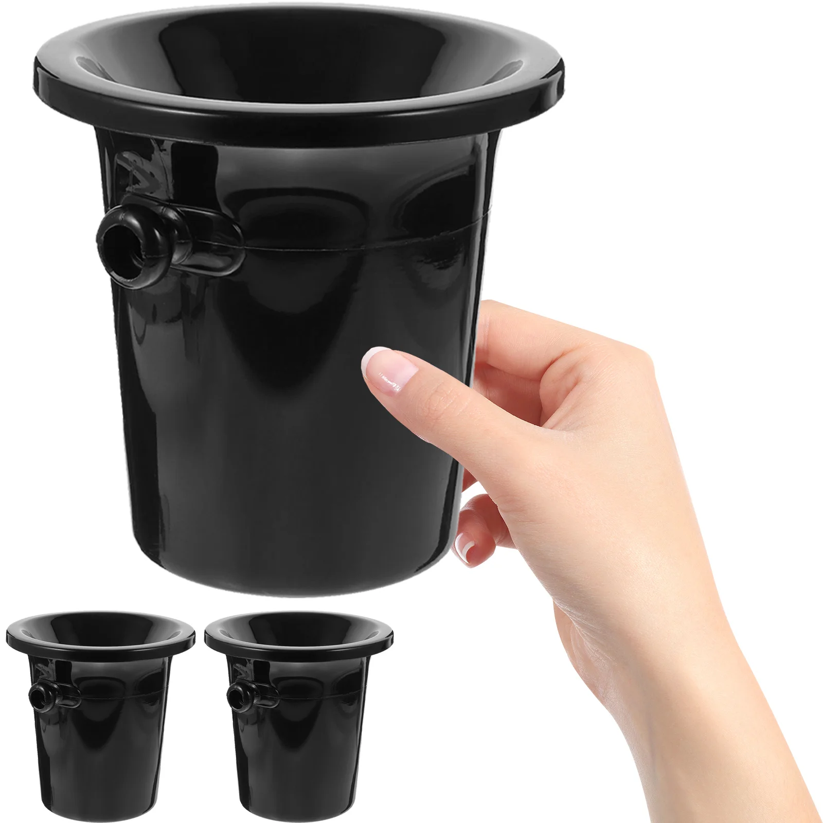 

3Pcs Black Wine Dump Buckets Double Ears Wine Tasting Spittoons Western Style Smooth High-Grade for Bars Parties Cellars Ice