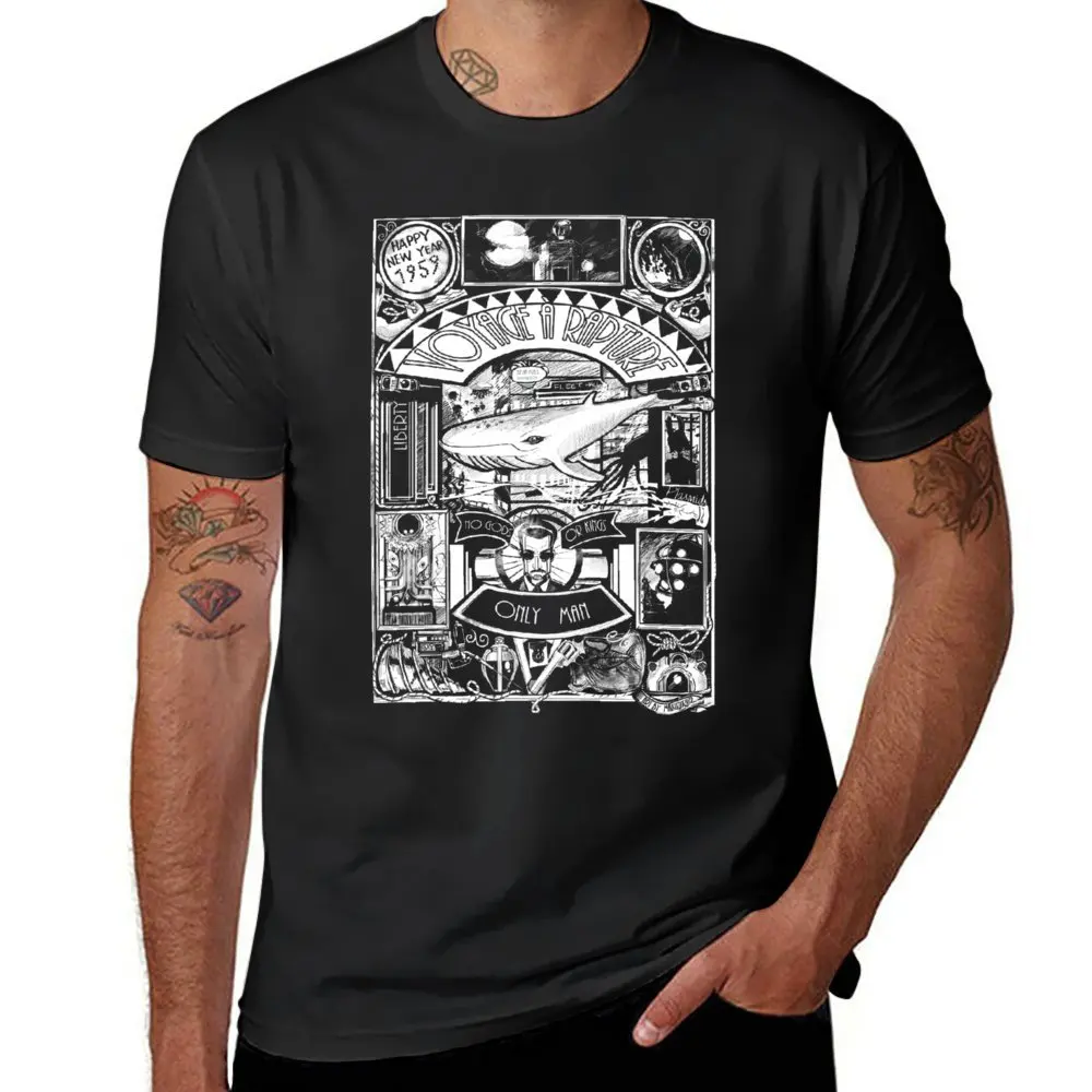 Harajuku BIOSHOCK JULES VERNE STYLE BW Classic T-shirt  Move Tshirt Novelty Humor Graphic Travel Eur Size