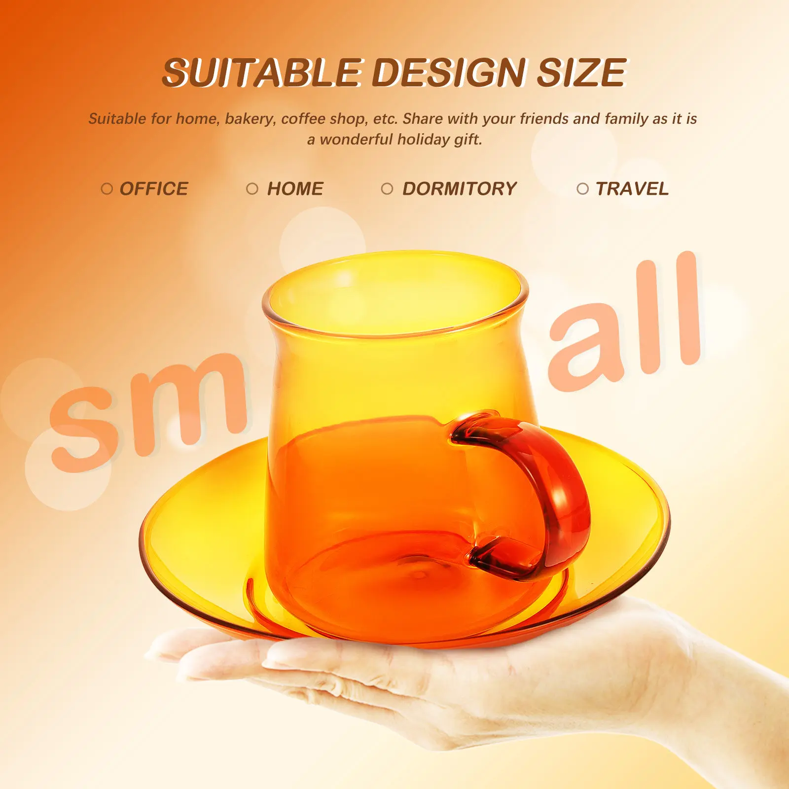 1Set Glass Coffee Cup and Saucer Set Premium Clear Drinking Cup for Hot Cold Beverages Home Bakery Hotel Restaurant Afternoon view 5